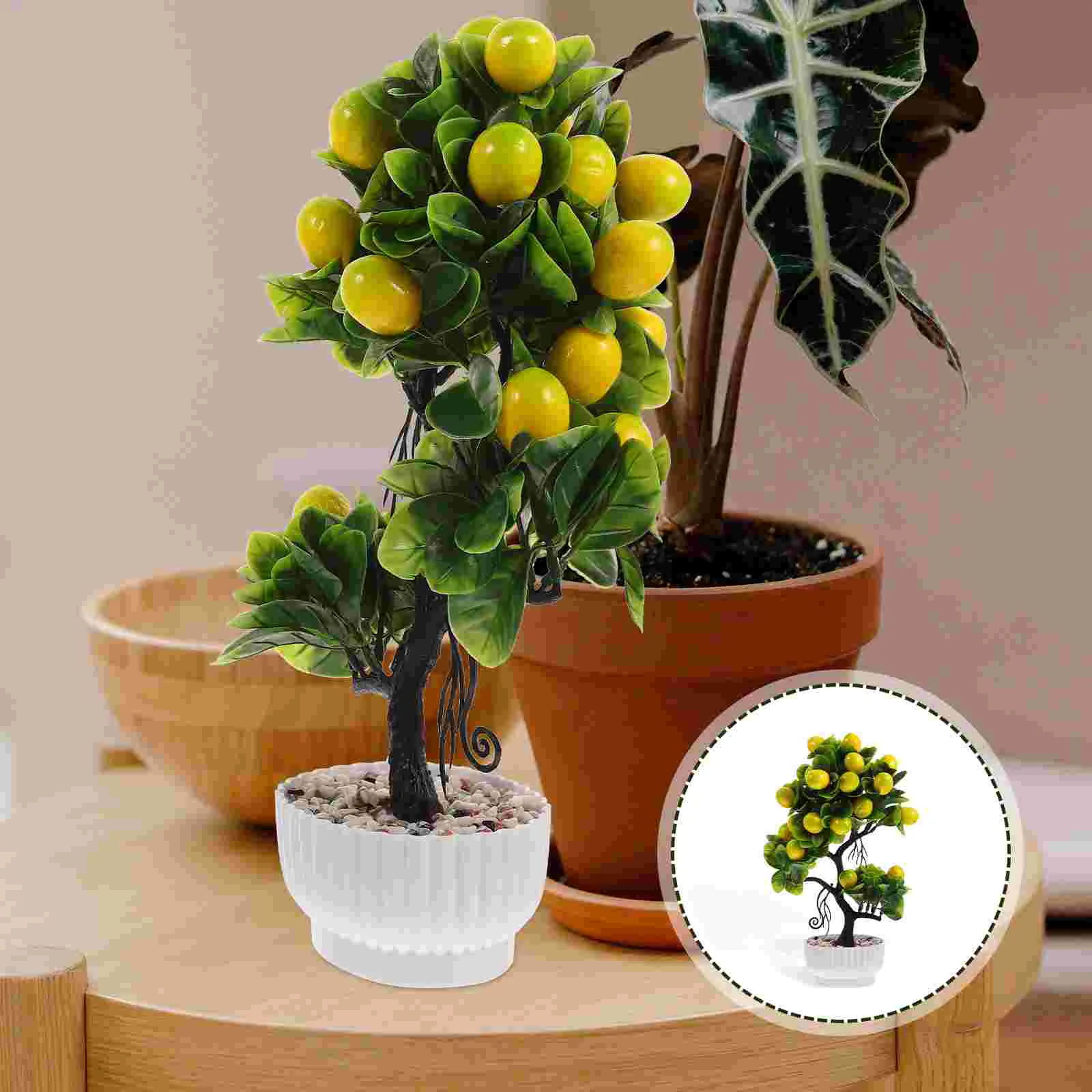 

Artificial Fruit Tree Desktop Adornment Work Decor Fake Bonsai Office Potted Plant Realistic Decorate Decors