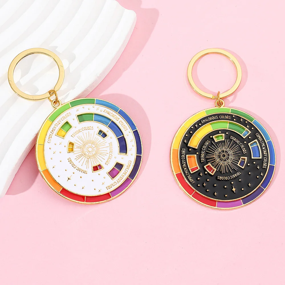 Art Rotatable Color Wheel Keychain Creative Toy Schoolbag Pendant Solve Your Decision-making Problems Key Chain Gift for Friends