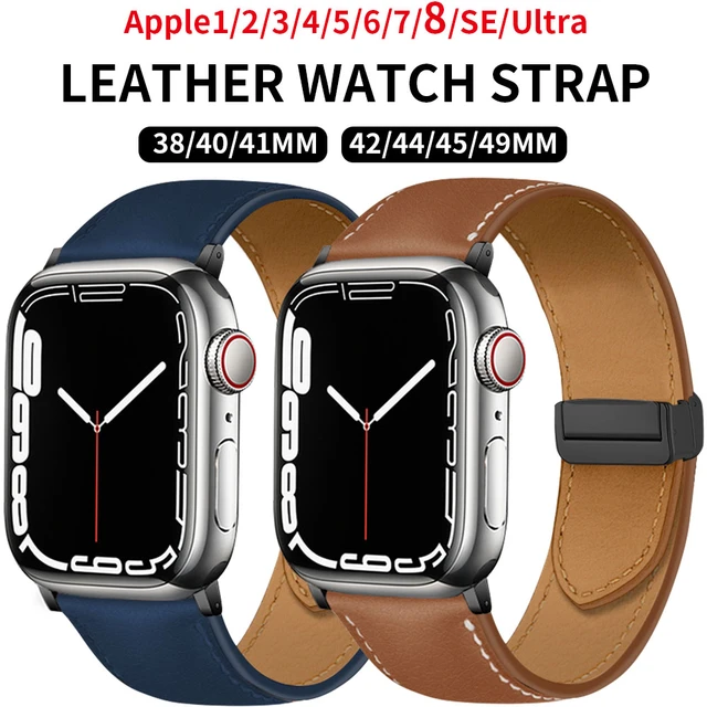 Retro Leather Strap For Apple watch band 44mm 40mm 42mm 38mm wrist  watchband bracelet for iWatch serie 3 4 5 6 se 7 8 41mm/45mm - AliExpress