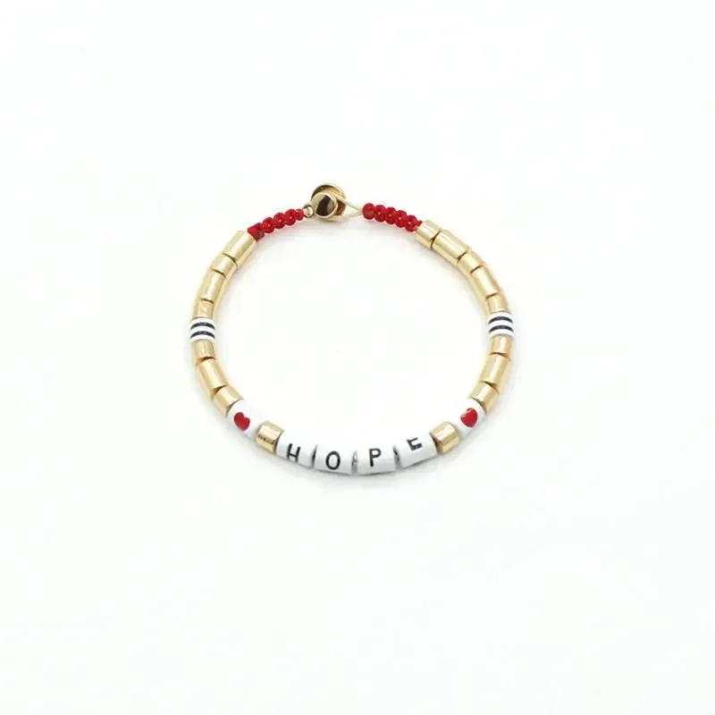 New Popular Letters Can Be Customized Enamel Bohemian Letters Color Matching Elastic Tile Women Bracelet Jewelry