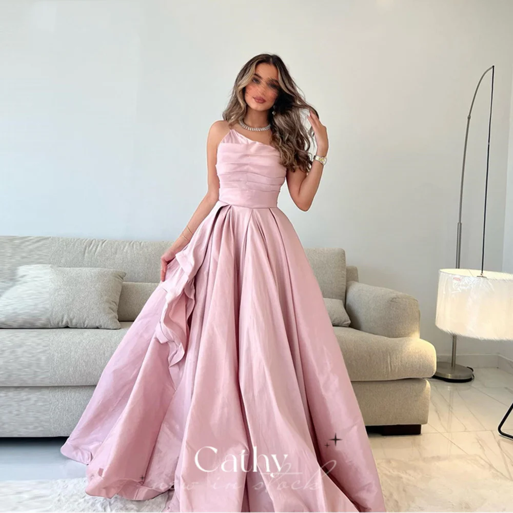 

Cathy Light Pink فساتين السهرة Sexy Strapless Prom Dress 2023 Grace Ball Gown Party Dresses Simple Silk Vestidos De Noche