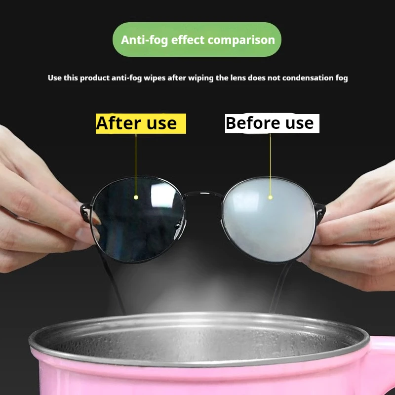 100pcs Disposable Eyeglass Cleaning Pads Quick Drying Lens Wipes Anti-Fog Glasses Wipes Traceless Dust Removal