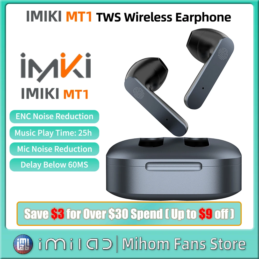 

TWS Wireless Earphones IMIKI MT1 Portable Business Bluetooth Headset Dual Mic ENC Custom Speaker Metal Type-C Charging Earplug