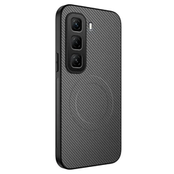 Premium Magnetic Wireless Matte Carbon Fibre Phone Case - Anti - Fall & Durable Hard Cover for Infinix Hot 50 4G (Gray)