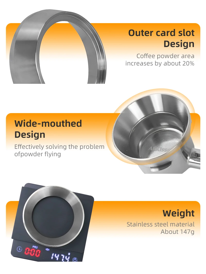 Espresso Dosier trichter Kaffee Dosier ring 54mm für Brevi lle Edelstahl profession elle Sieb träger Werkzeuge Barista Zubehör – Detail 4