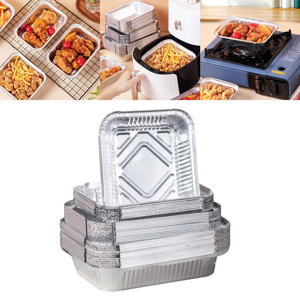 BBQ Aluminum Foil Grease Drip Pans Air Fryer Non-Stick Steaming Basket Recyclable Grill Catch Tray Kitchen Tool 30PCS disposable bbq drip pans aluminum foil trays