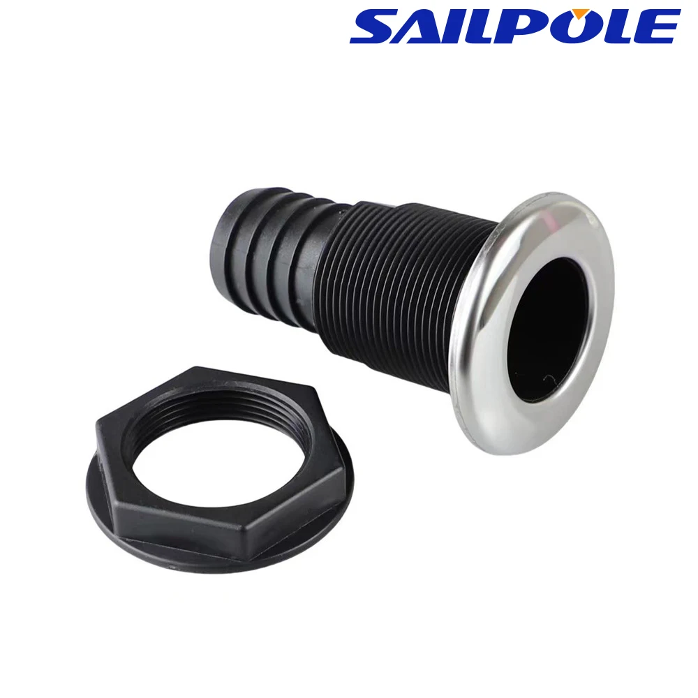 Nylon Plastic Bilge Fitting With Stainless steel Rim Bilge Pump Aerator Hose Boat Marine Yacht outlet bilge pump 16/19/25/32/38/50 mm