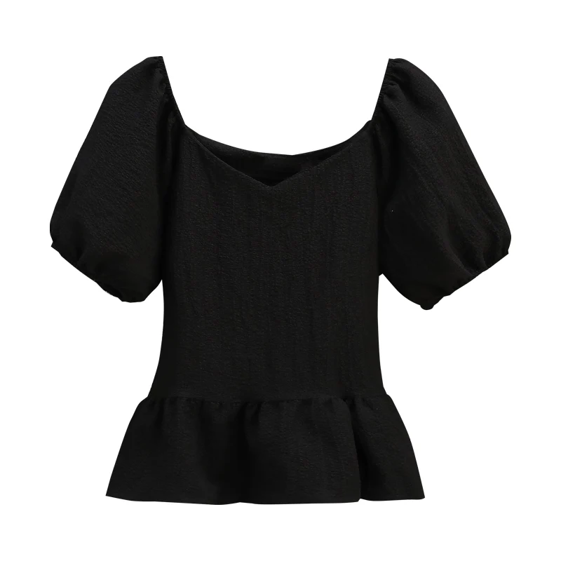 M-4XL Large Size V-neck Blouses Women Summer Fashion Short-sleeve Skirt Hem Oversize Chic Shirts Shirring Off The Shoulder Tops