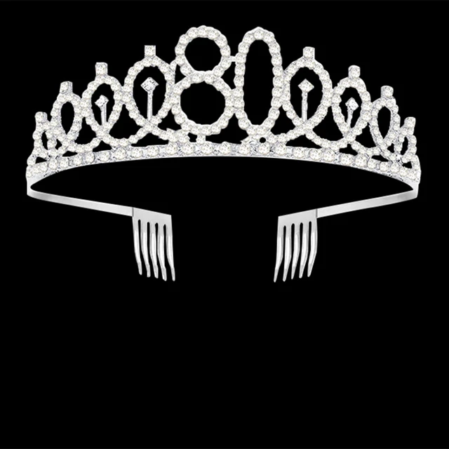 80 compleanno diadema decorazioni per feste per donna corona argento Sash  70th 30 anni compleanno ragazza 16 18 13 10 21 40 50 60 numero - AliExpress