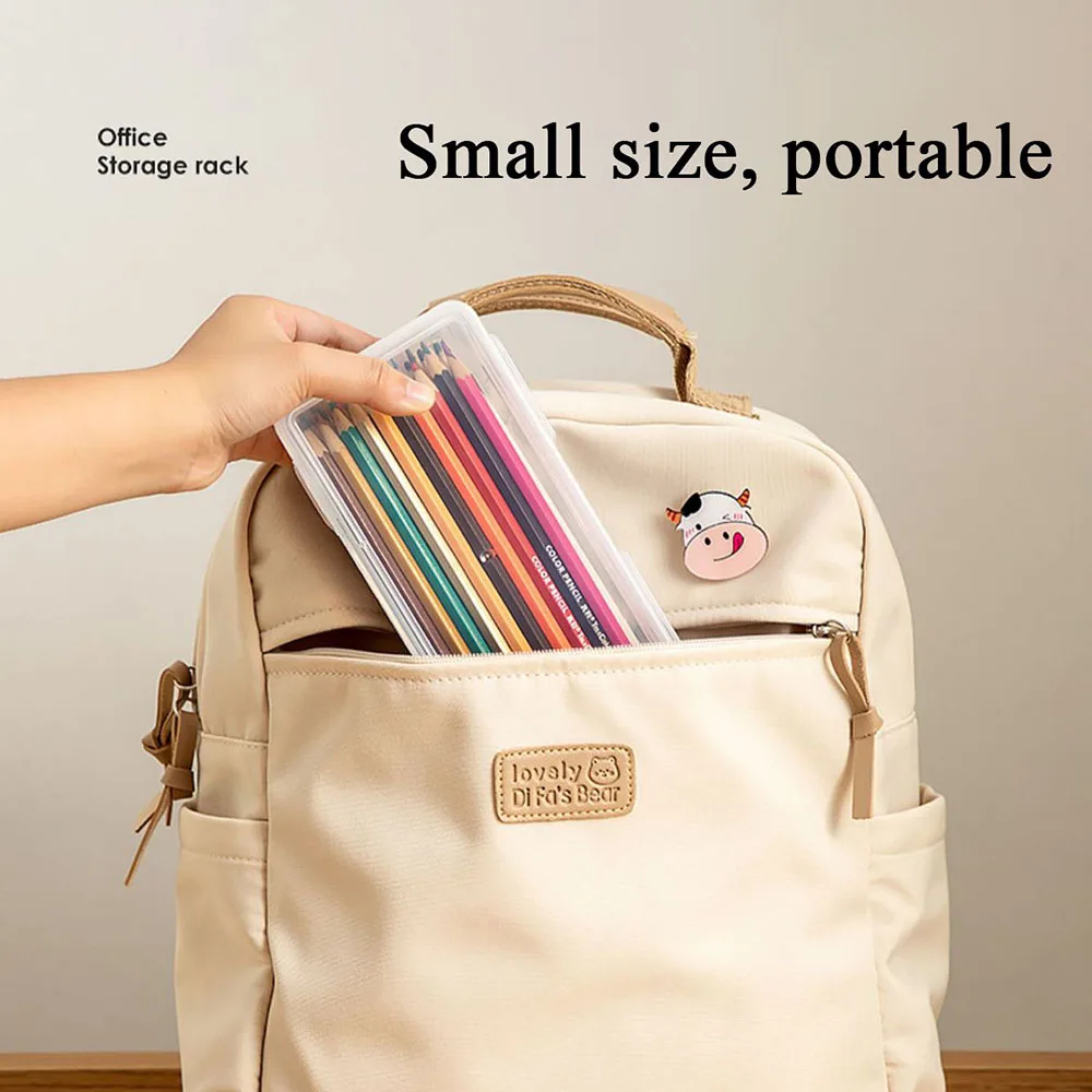 Plastic Pencil Box Translucent Pencil Case Large Capacity Portable Storage Organizer desktop storage box stationery organizer stationery storage box storage drawer boxes capybara pencil case