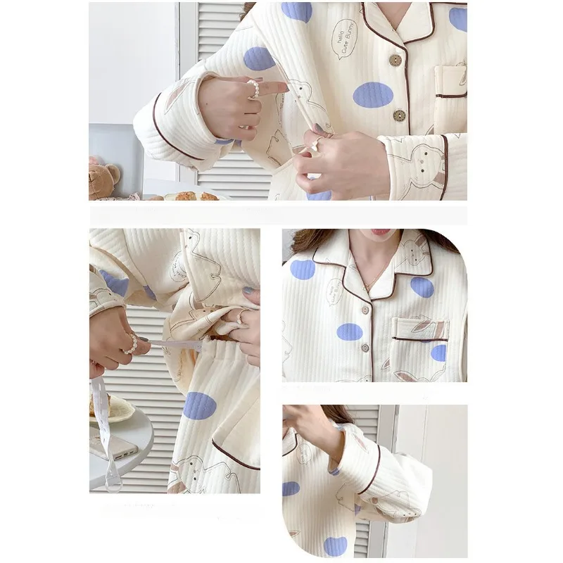 Air Cotton Confinement Clothing Autumn Winter Women Postpartum Thickened Nursing Pajamas Female Casual Loose Homewear Suit 2024