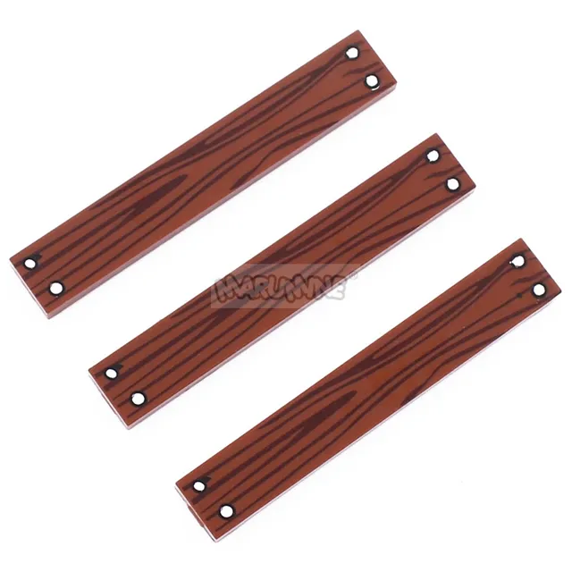 Marumine 20PCS Wooden Floor Build Brick Accessories Tile 1x6 With Wood Grain Pattern 6636 pb13 City House MOC Building Blocks 2