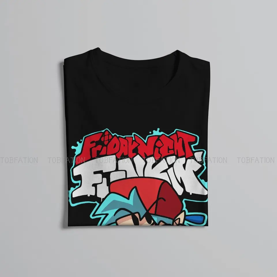 MUZIKTINGER Men's Rtyuj Friday Night Funkin Boyfriend And Pico T-Shirt Black S