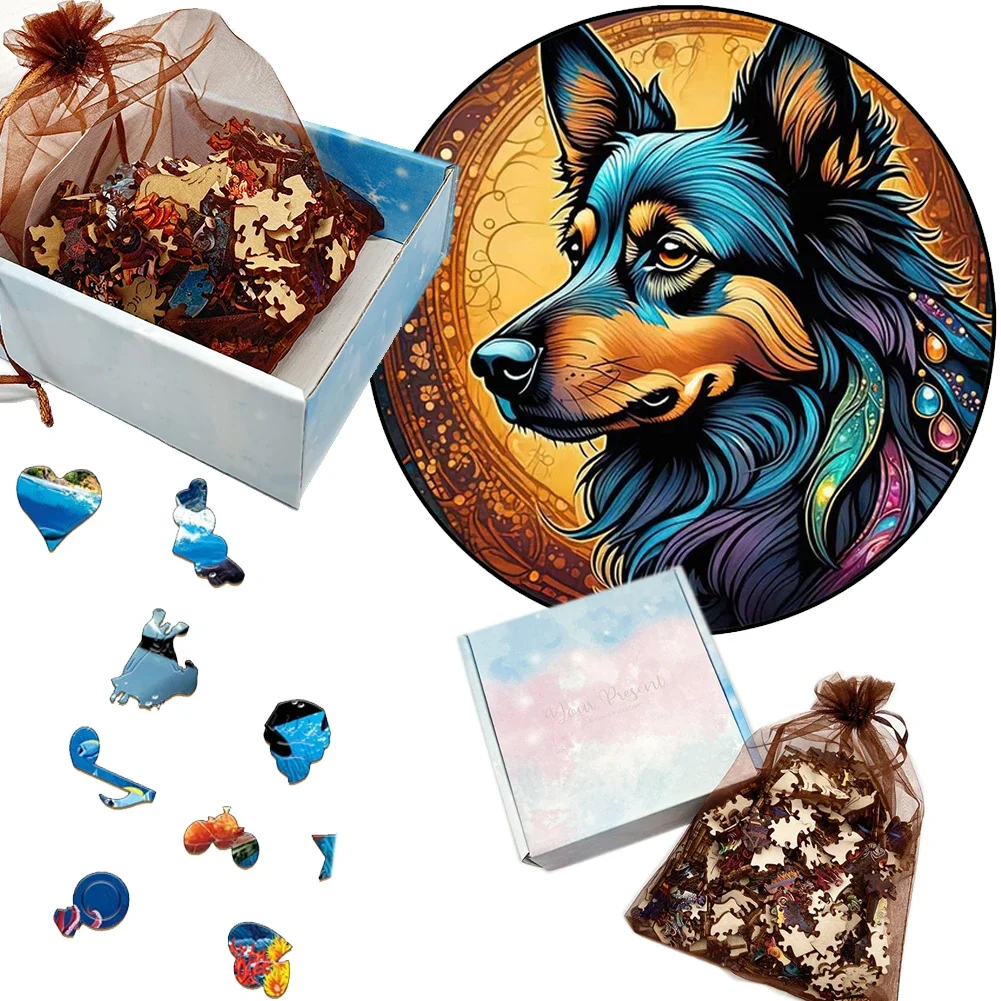 Adult Animal Wooden Puzzle Round Peacock and Bird Wooden Puzzle Children's Puzzle Toy Festival Gift Fox Shape Jigsaw Puzzles 4