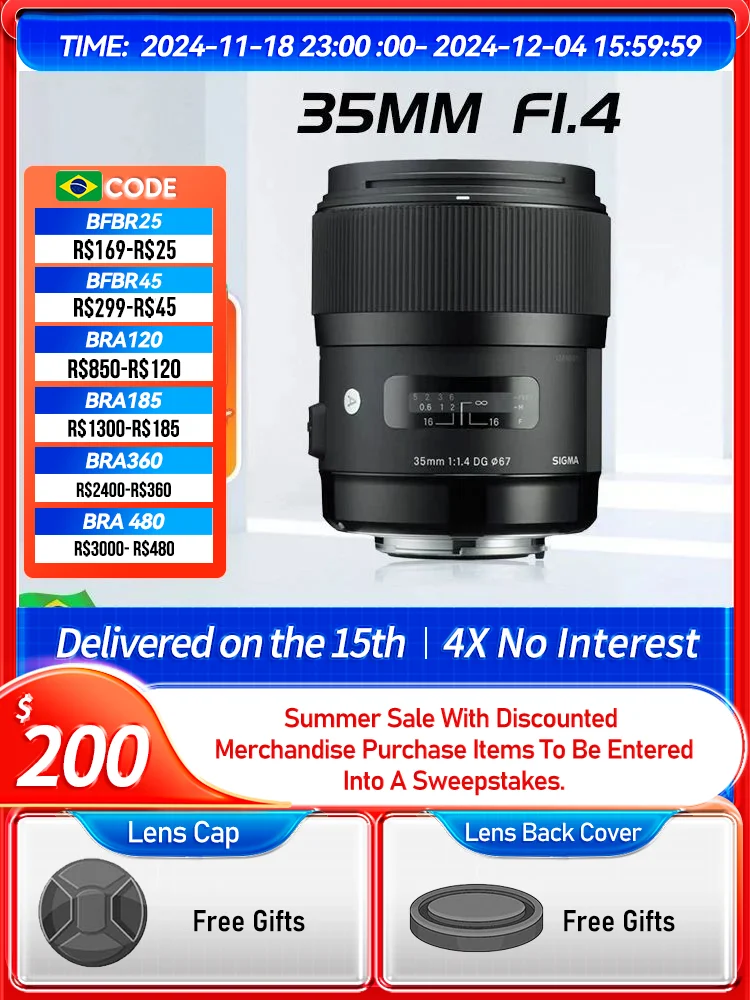 Sigma 35mm F1.4 DG HSM Art Full Frame Prime Digital SLR Camera Lens for Iconic Brand 6DII 5D IV Iconic Brand A7 III IV Nikon D850 35 1.4 (Used)