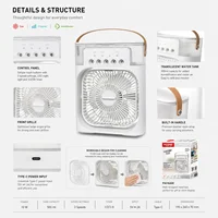 Ventilateur rafraîchisseur d'air portable HOOMEI avec réservoir d'eau de 500 ml, rafraîchisseur d'air évaporatif personnel, ventilateur de bureau à 3 vitesses avec humidificateur à brume, veilleuse LED 7 couleurs, mini climatiseur USB Type-C 3