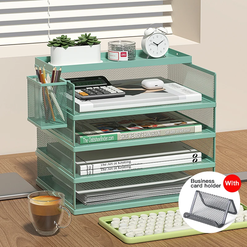 Letter tray with handle mesh desktop file organizer paper tray desktop organizer for school office home metal mesh