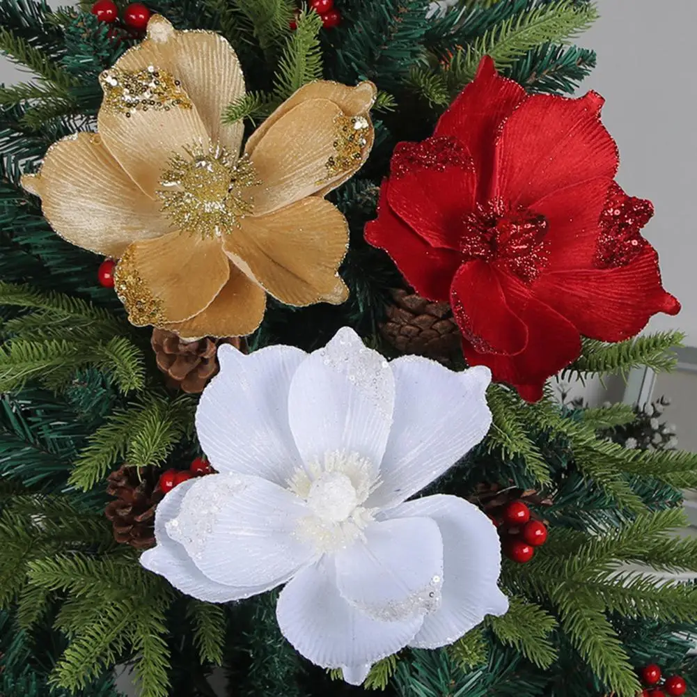 Sparkling-Light-Flower-Sparkling-Christmas-Flower-Ornaments-Realistic ...