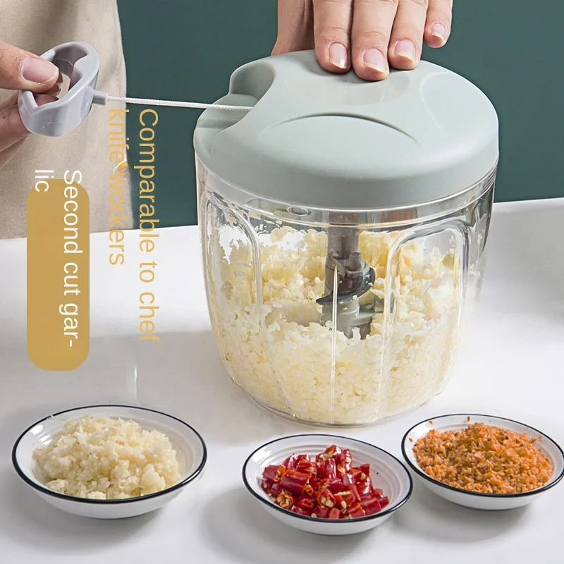 Garlic Chopper Meat Grinder Food Grinder Attachments Manual Vegetable Chopper 500ml/900ml 3/5Blades