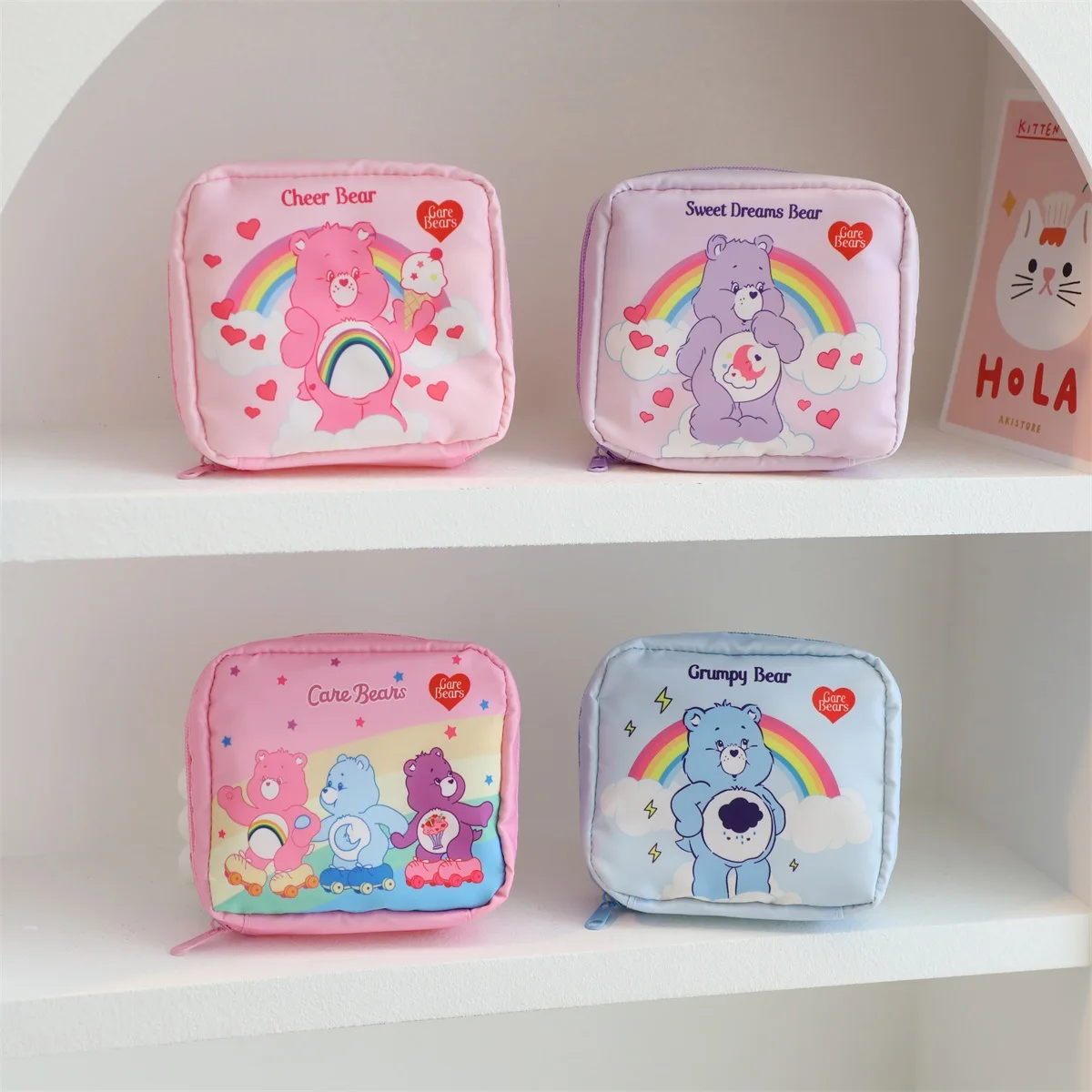 

Care Bears Cosmetic Bag Cute Cartoon Printed Coin Purse Kawaii Boys Girls Large Capacity Storage Bag Children's Birthday Gifts