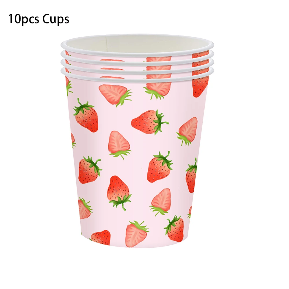 Strawberry party disposable Tableware Paper cups plates Kids girls Birthday  Supplies baby shower Strawberry Party Decor balloons - AliExpress