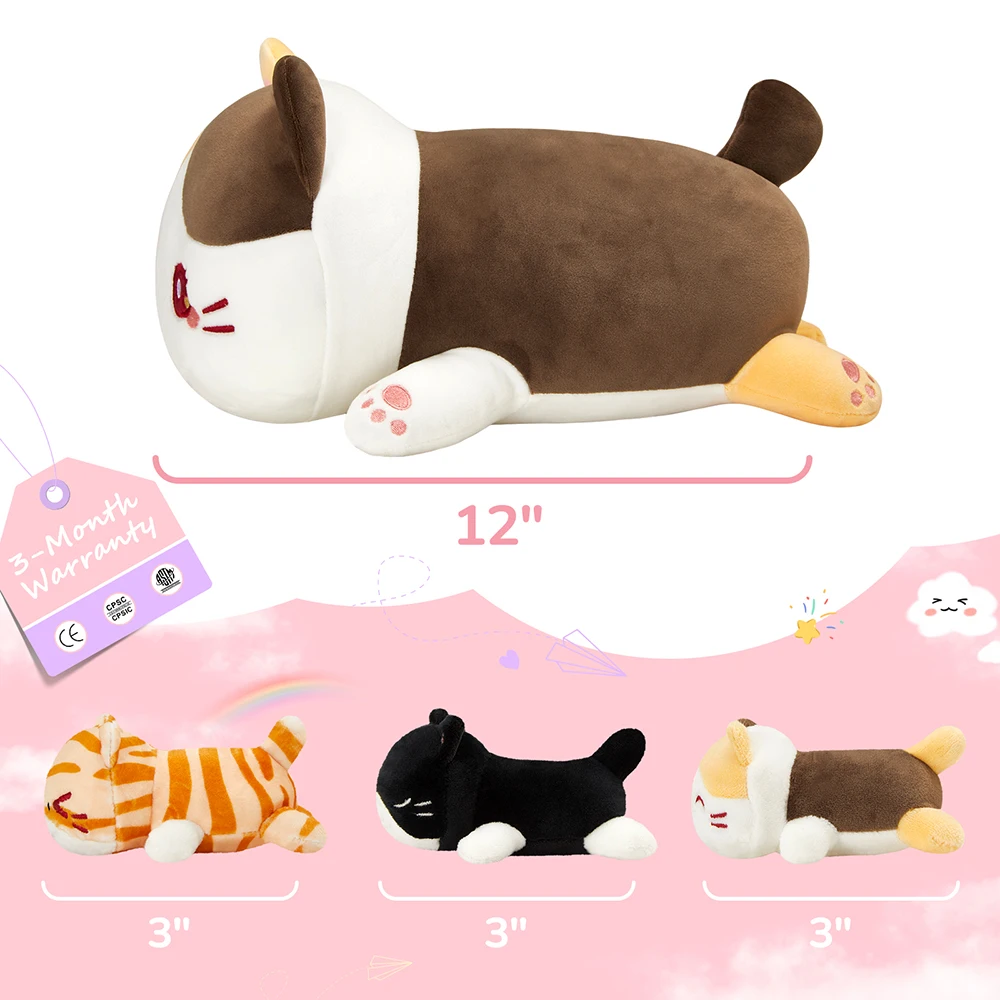 4pcs Cute Cat Family Throw Pillows 3 kittens Dolls Set Plush Toy Animals Pillows for Girl Kids Interactive Children's Plush Doll 4