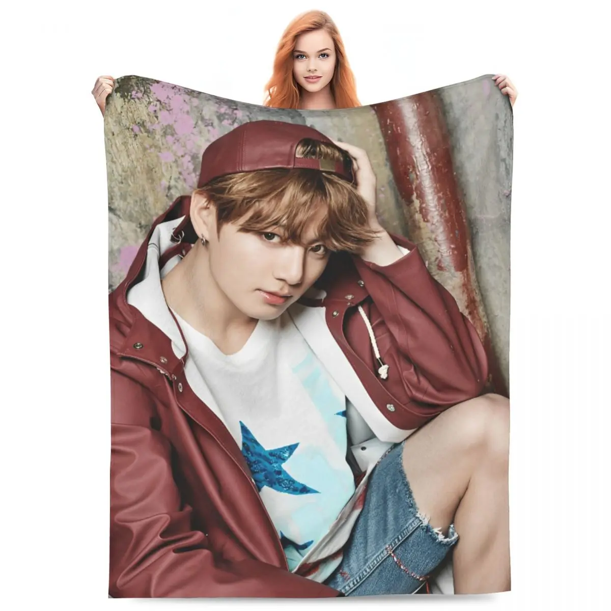 

Jeon Jung-Kook Kpop Флисовое одеяло портативный легкий тонкий плед одеяло для дома