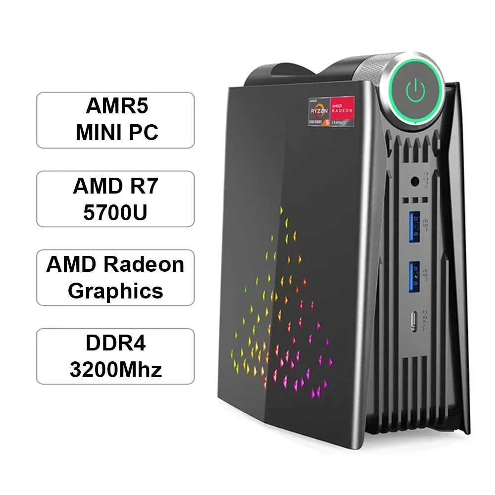  KAMRUI Ryzen Mini PC Gaming,32GB DDR5 Dual Channel 512GB SSD  Mini Computer Tower with AMD Ryzen 7 7735HS, Small Desktop Computers  Support 4K Triple Screen,RGB Lights,WiFi6,BT5.2,Type C : Electronics