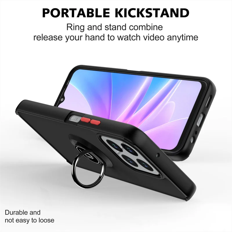 Honor X6b Shockproof Matte Case with Magnetic Ring Holder