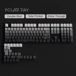 Gradient Green Shine Through Keycaps - PBT Double Shot Side Printed, OEM Profile for Gaming Keyboards (135 Keys) (Polar Day - OEM)