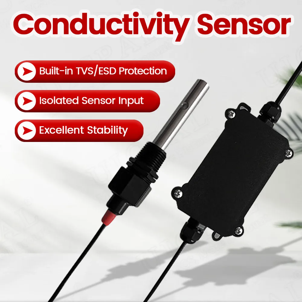 

Isolated Solution Conductivity Sensor Module Detection EC Salt TDS Sensors Transmitter Modbus RS485 0-2V 4-20mA Stainless Steel