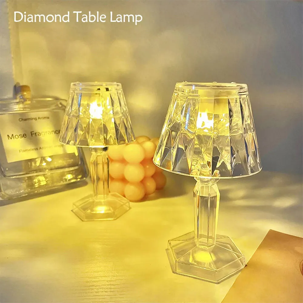 

LED Crystal Desk Lamp Projetor Acrylic Diamond Table Lamp LED Night Light Bedside Light For Bedroom Decoration светильник 무드등