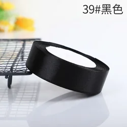 Elegant Silk Satin Ribbons for Crafts & Gift Wrapping - 22m Roll in Various Widths (Black)