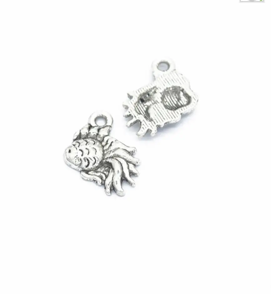 90pcs Antique Silver Plated Zinc Alloy fish Charms Pendants for Jewelry Making DIY Handmade Craft 17*12mm F0594