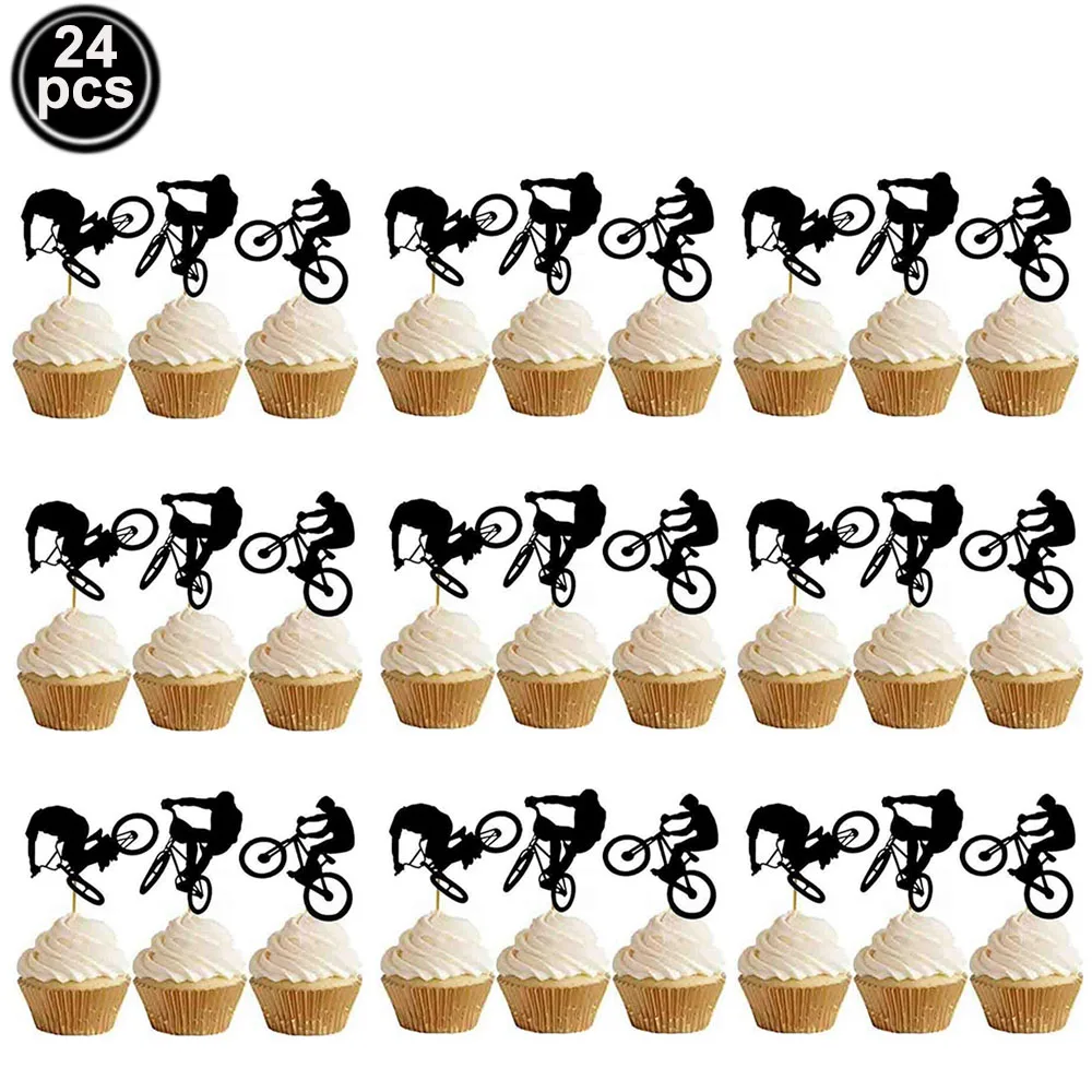 Fietsspel Verjaardagsdecoraties Fiets Slinger Banner Fietser Cupcake Toppers Jongen Verjaardag Baby Shower Feest Decoratie