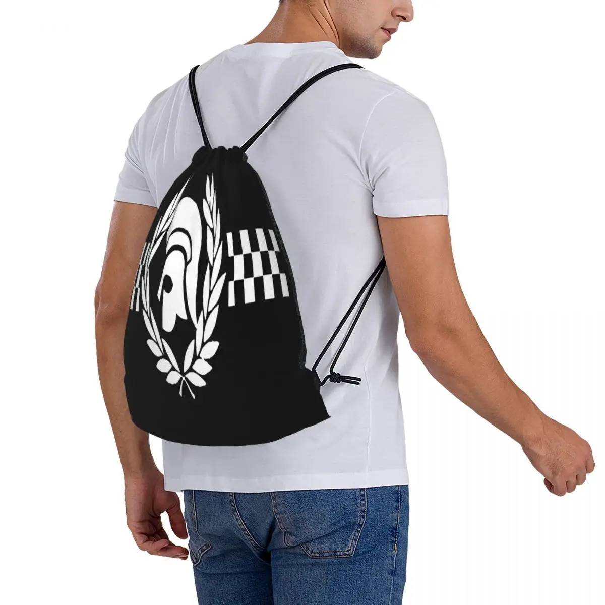 Hot Sale Fashion Casque Trojan Lauriers Drawstring Bag Backpack school cartoon shoe bag backpack with rope