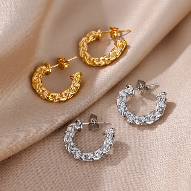 Stainless steel earrings for Women Vintage Gold Color Earrings Big Earrings Women Wedding Party Jewelry Gifts cheap sale 4