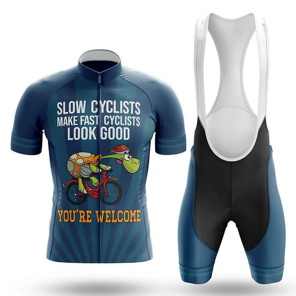 

Men Slow Cyclist Cycling Jersey Set Bib Shorts Suit Bicycle Wear MTB Downhill Road Bike Kits Clothing