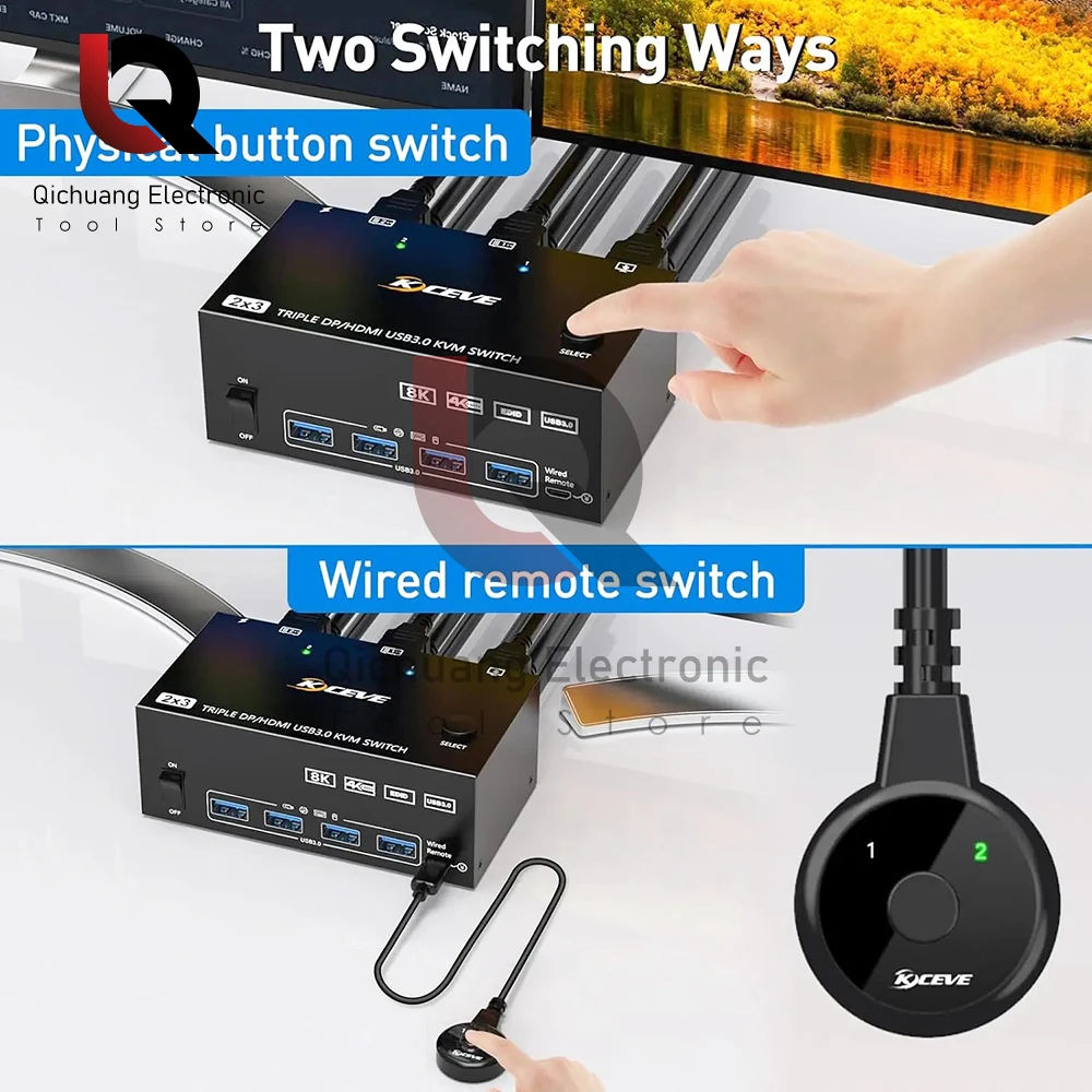 Ʈ  KVM ġ, 2 ÷ Ʈ HDMI USB KVM ġ 8K @ 60Hz,4K @ 144Hz 3  2 ǻ KVM 4 USB 3.0 Ʈ
