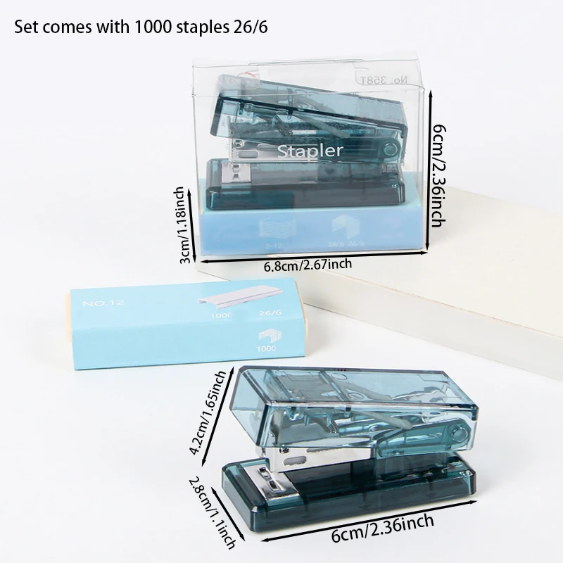 Mini Stapler with staples Creative Binding Tools Transparent Trumpet Stapler File Organizer Paper Binding School Office Supplies