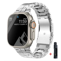 Premium Titanium Metal Strap for Apple Watch - Sleek and Durable Bracelet Replacement (Silver with Tool)