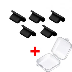 Silicone Dust Plug for Charging Port - Detachable Anti - Dust Protector Cap (Black - 5PCS)