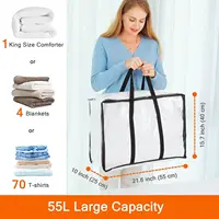 Vieshful 7 Pack Clear Clothes Storage Bag 40L Zippered Closet Organizer Plastic Storage Containers Moving bags for Comforter 2