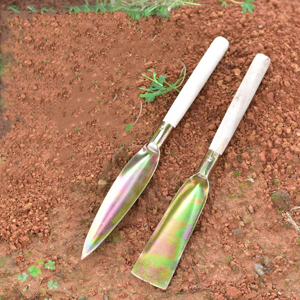 2 Pcs Small Flower with Wooden Handle Garden Tool Plant Electric Household Planting Child Gardening