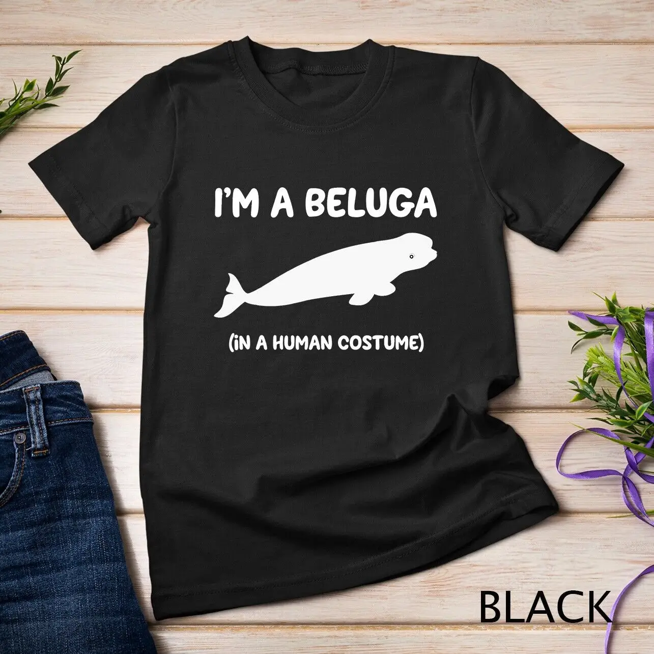 Beluga Whale Costume 1 Sono Un Beluga In Un Costume Umano Divertente T-Shirt Unisex
