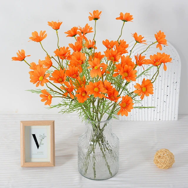 Orange Fake Flower Artificial Daisy