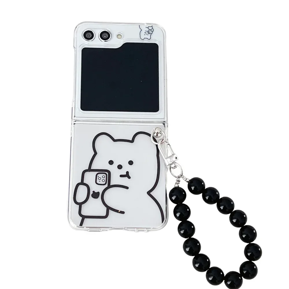 Cute Bear Transparent Pearl Bracelet Case - Cartoon Clear Cover