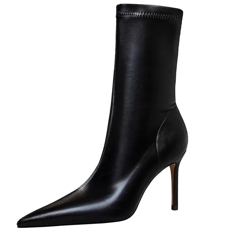 

Fashion Short Boots Simple Thin Heel High Quality Shallow Mouth Pointed Sexy Slim Women's Casual Versatile Sneakers Winter Shoes