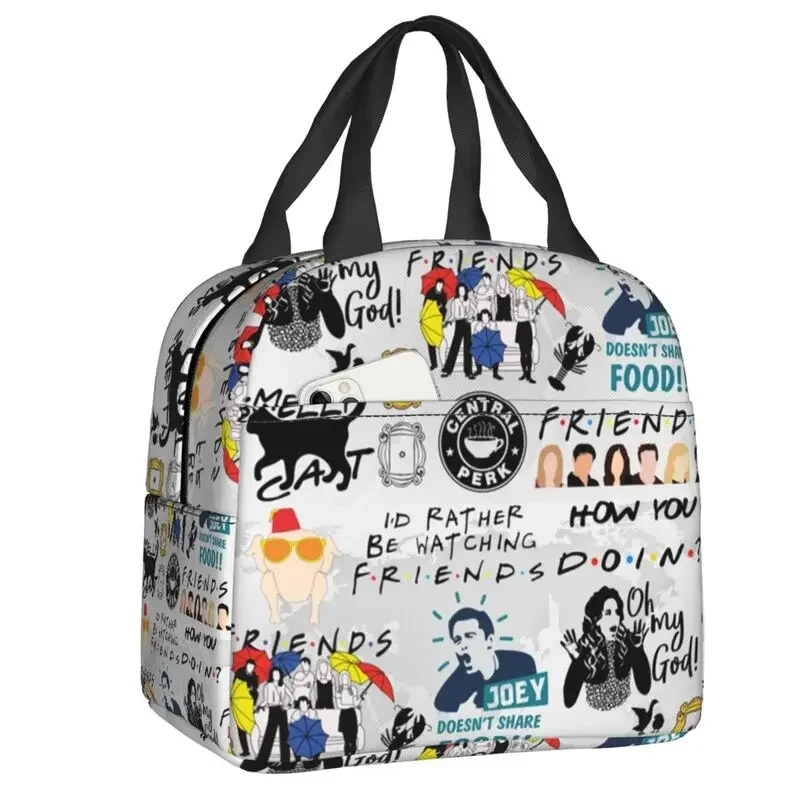 

Funny Friends Collage Thermal Insulated Lunch Bags Women TV Show Portable Lunch Container for School Storage Food Bento Box