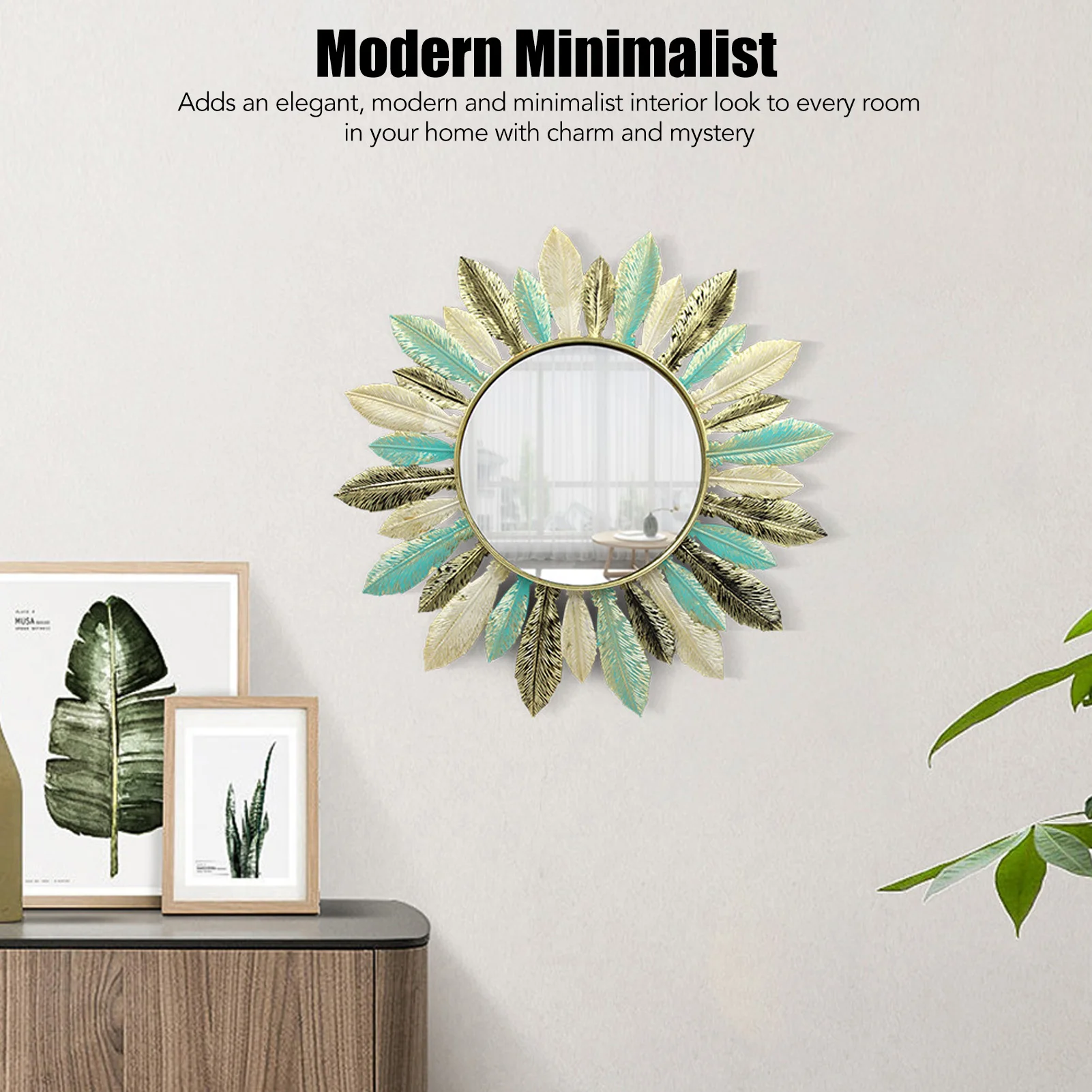 Metal Wall Decor Modern Minimalist Hanging Feather Wall Art Sculpture for Bedroom Living Room Study Office